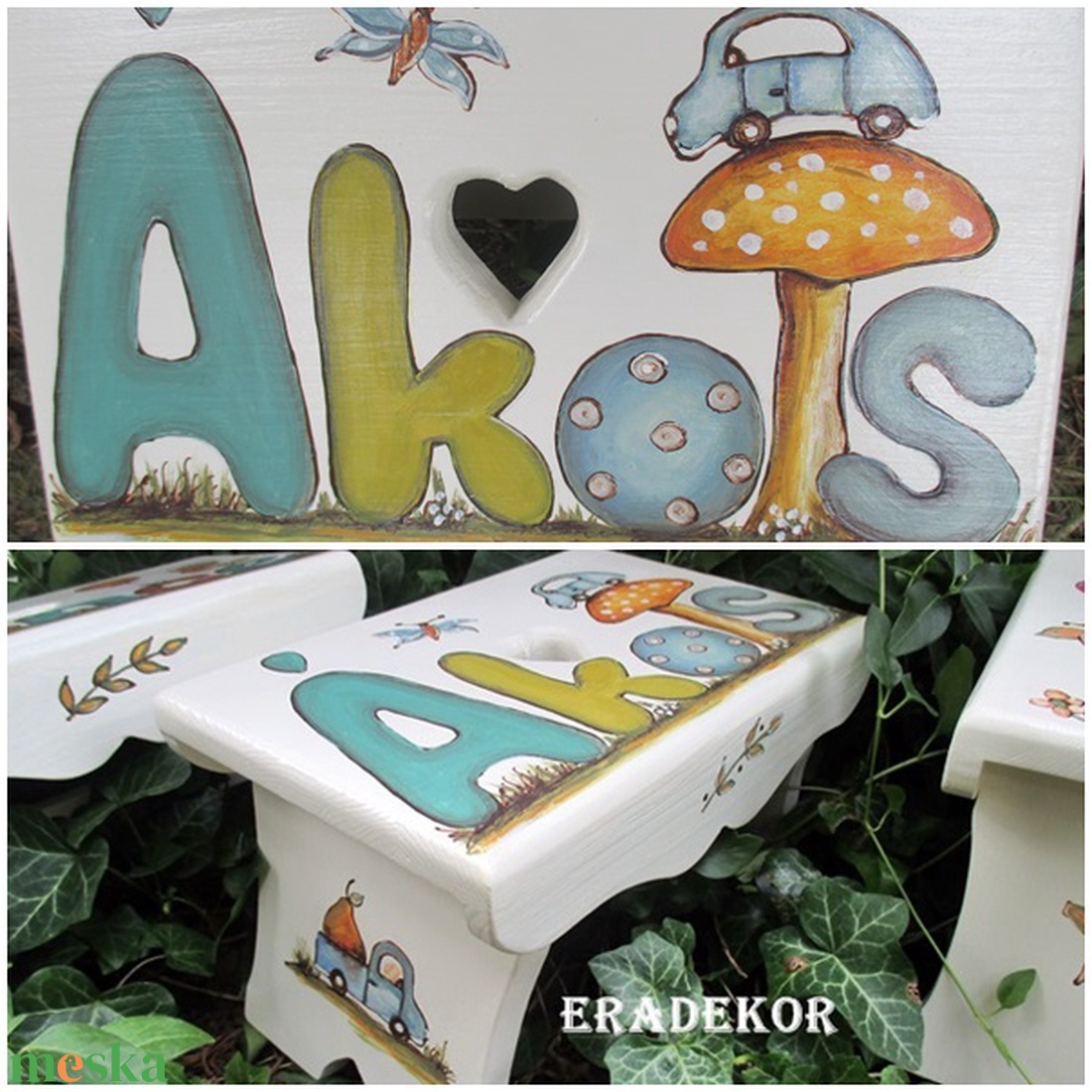  Autós sámli a neveddel,  kisfiúknak  karácsonyra - otthon & életmód - babaszoba, gyerekszoba - gyerek szék, sámli - Meska.hu