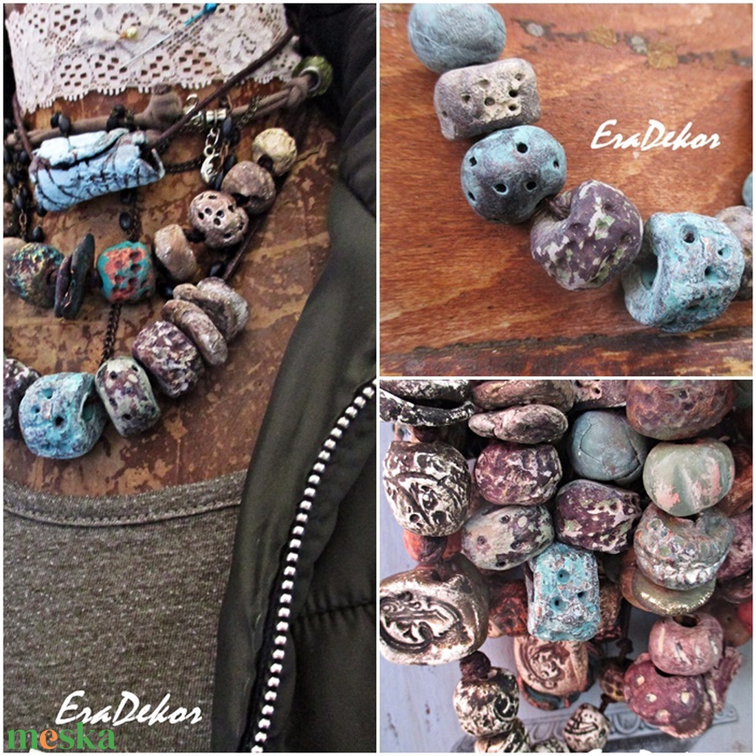 2db Bohém romantika nyaklánc türkiz, szürke - ékszer - nyaklánc - hosszú nyaklánc - Meska.hu 2db Bohém romantika nyaklánc türkiz, szürke - ékszer - nyaklánc - hosszú nyaklánc - Meska.hu