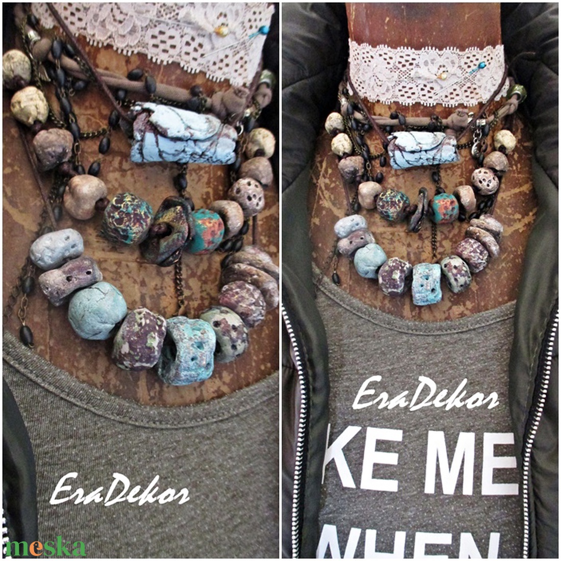 2db Bohém romantika nyaklánc türkiz, szürke - ékszer - nyaklánc - hosszú nyaklánc - Meska.hu 2db Bohém romantika nyaklánc türkiz, szürke - ékszer - nyaklánc - hosszú nyaklánc - Meska.hu