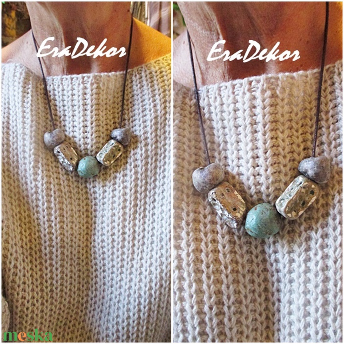 Rusztikus bohém fantázia türkizzel - ékszer - nyaklánc - medálos nyaklánc - Meska.hu