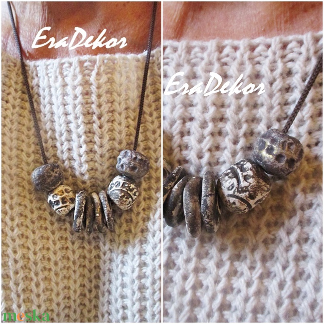 Rusztikus bohém fantázia fekete - ékszer - nyaklánc - medálos nyaklánc - Meska.hu