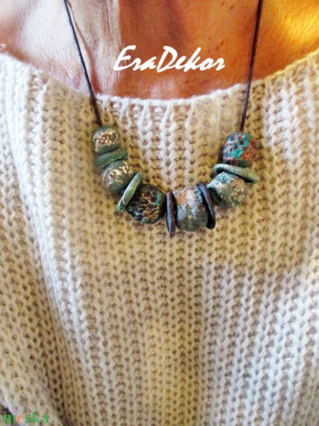 Rusztikus bohém fantázia türkiz - ékszer - nyaklánc - medálos nyaklánc - Meska.hu