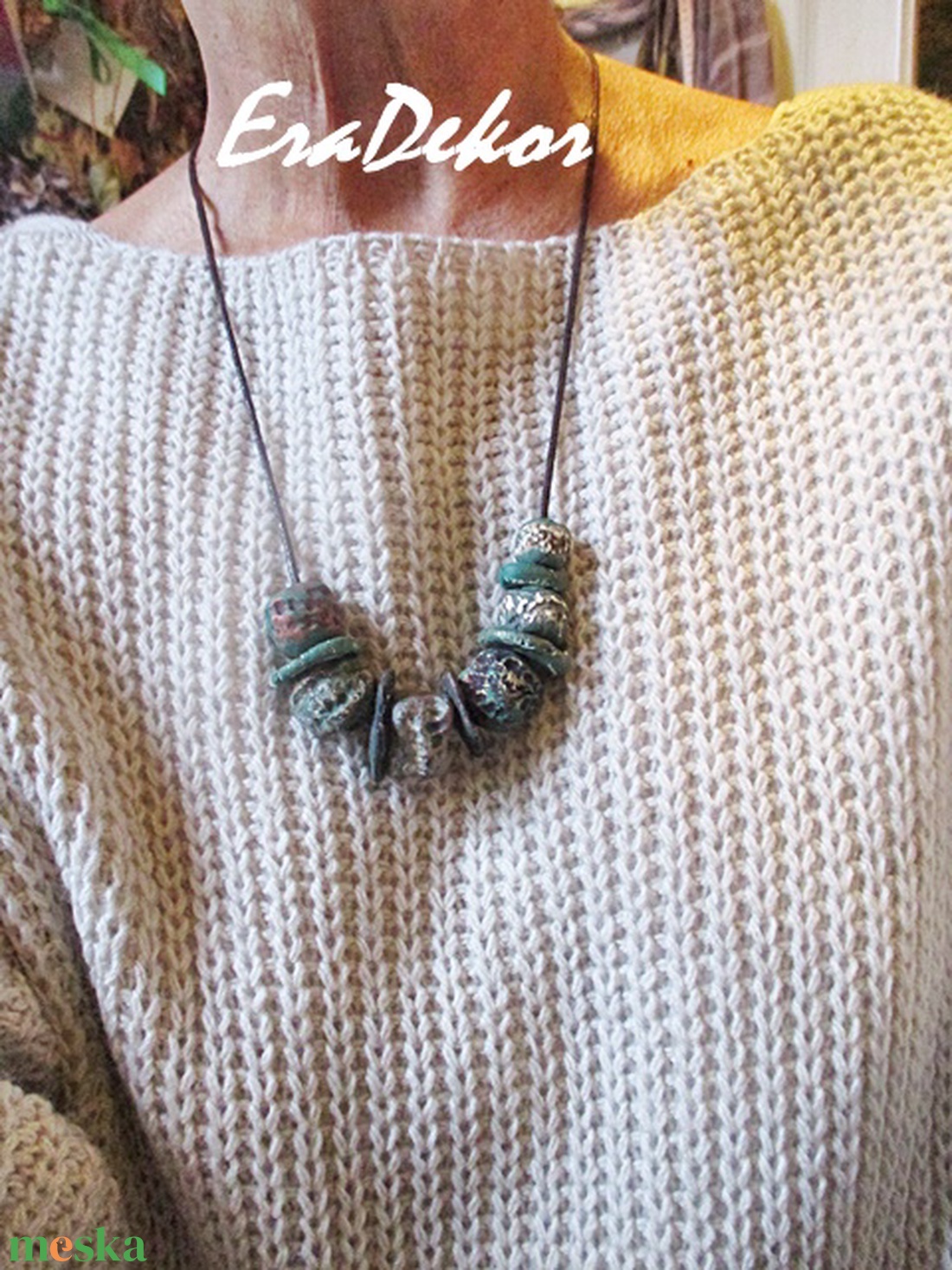 Rusztikus bohém fantázia türkiz - ékszer - nyaklánc - medálos nyaklánc - Meska.hu