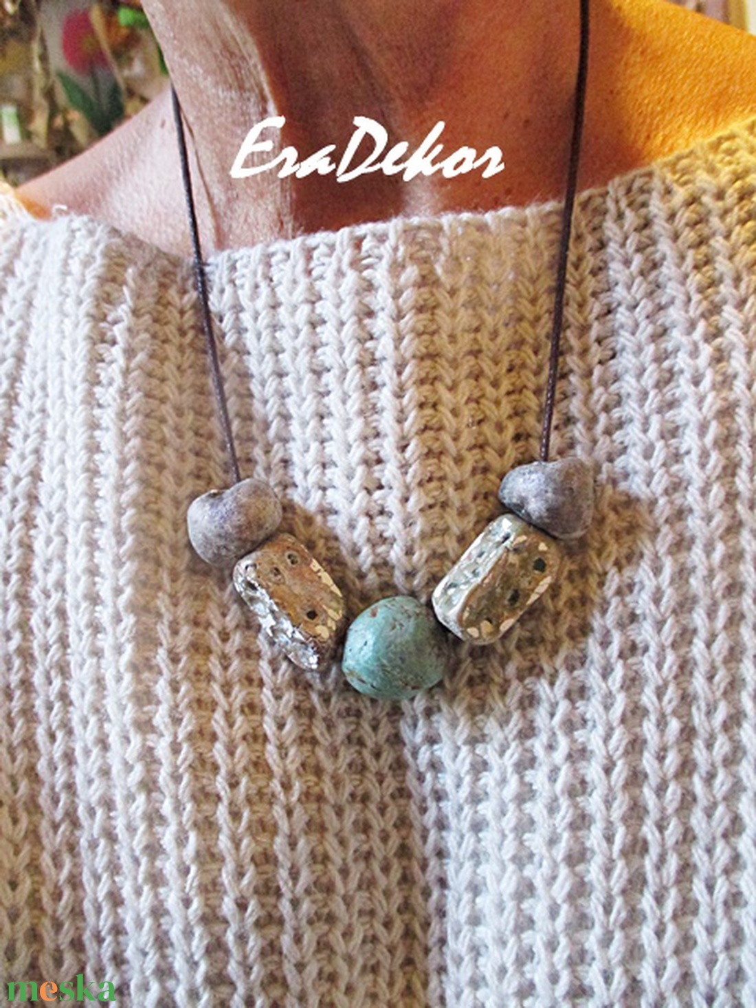 Rusztikus bohém fantázia türkizzel - ékszer - nyaklánc - medálos nyaklánc - Meska.hu