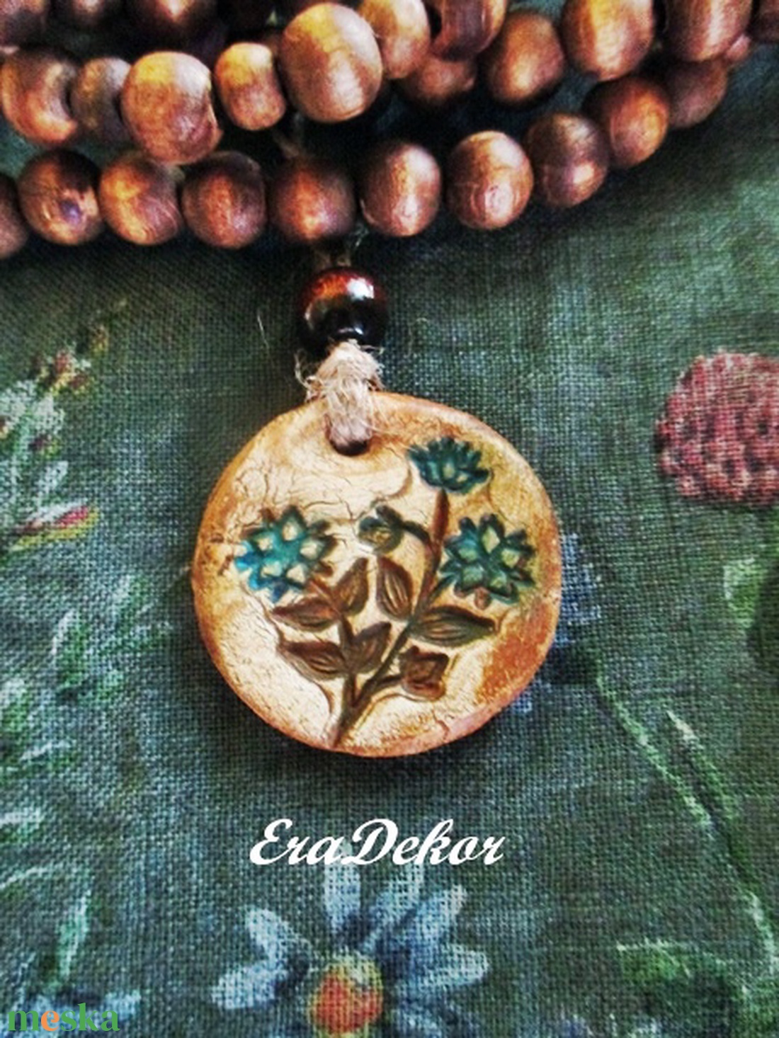 2 oldalas Virág nyaklánc kék - ékszer - nyaklánc - medálos nyaklánc - Meska.hu