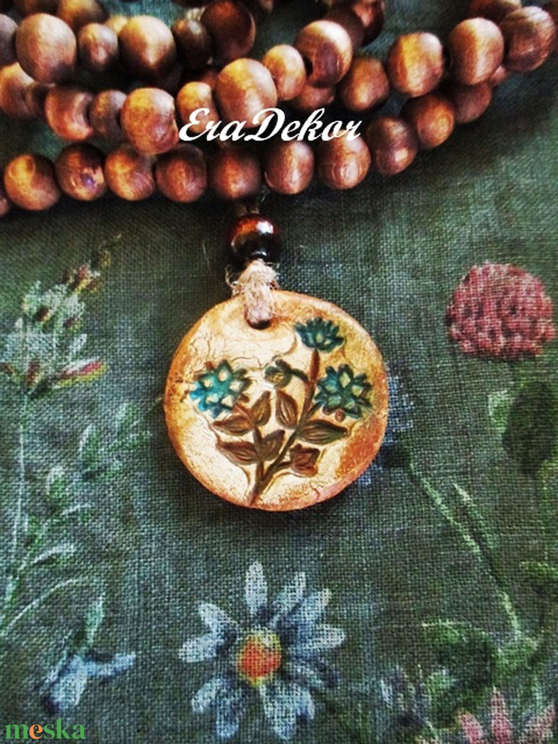 2 oldalas Virág nyaklánc kék - ékszer - nyaklánc - medálos nyaklánc - Meska.hu