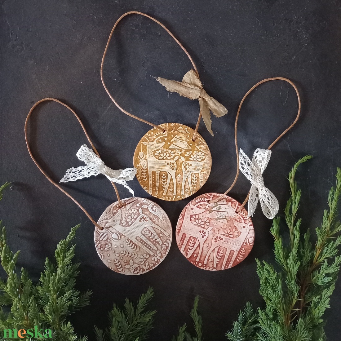 Rusztikus karácsonyfadíszek 3db - karácsony - karácsonyi lakásdekoráció - karácsonyfadíszek - Meska.hu