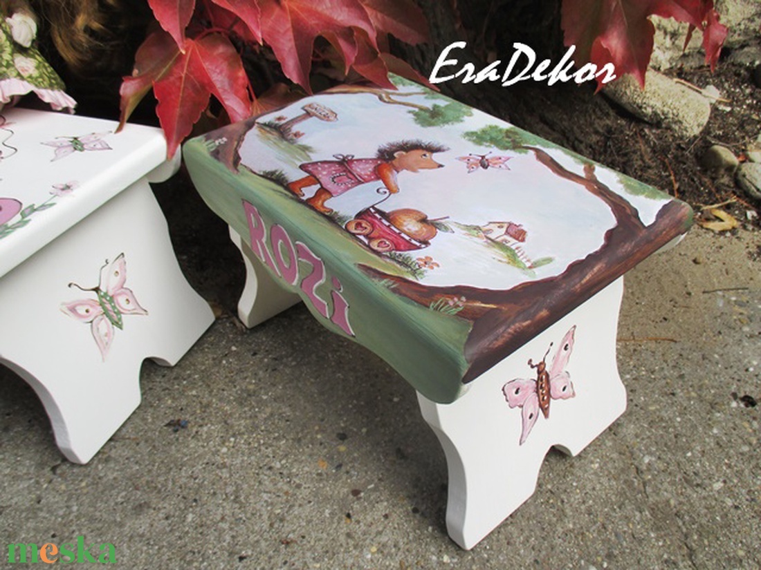 Lányos sünis sámli a neveddel - játék & sport - keresztelőajándékok - Meska.hu