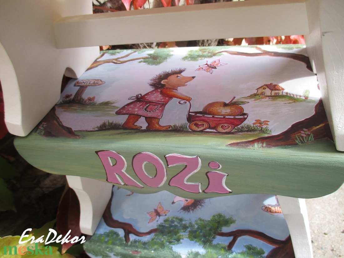 Lányos sünis sámli a neveddel - játék & sport - keresztelőajándékok - Meska.hu