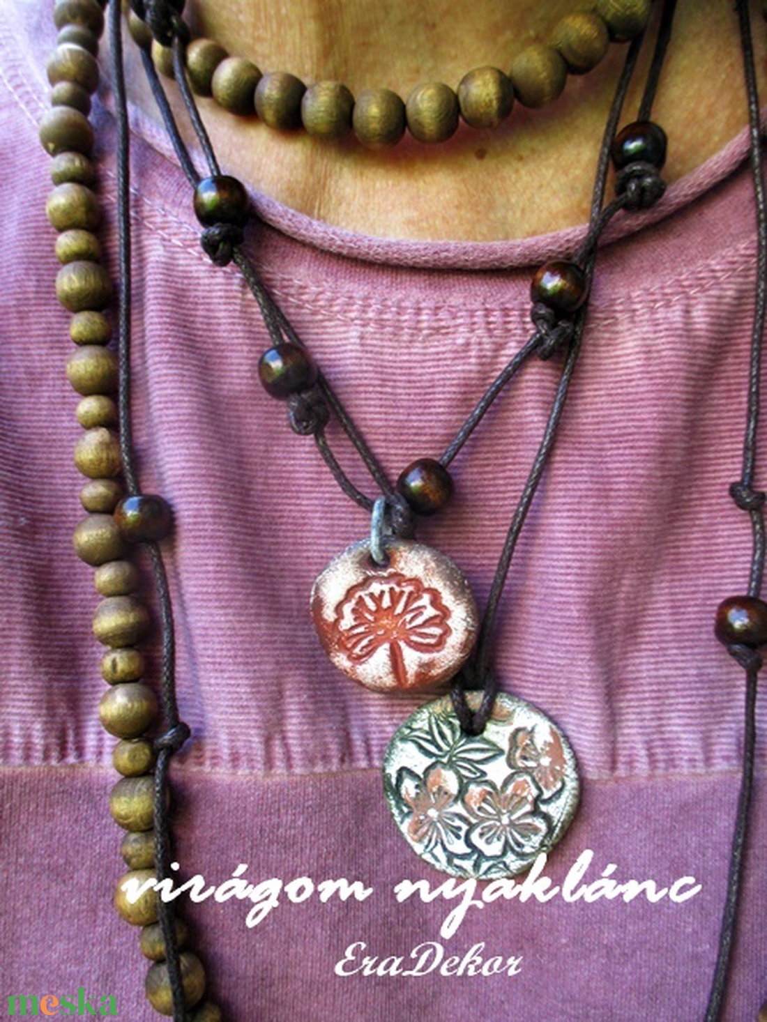 2db virágom nyaklánc  - ékszer - nyaklánc - medálos nyaklánc - Meska.hu