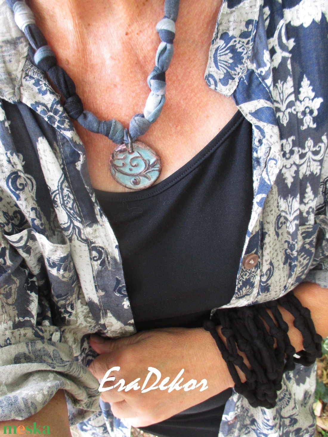 Türkiz csiga nyaklánc - ékszer - nyaklánc - hosszú nyaklánc - Meska.hu