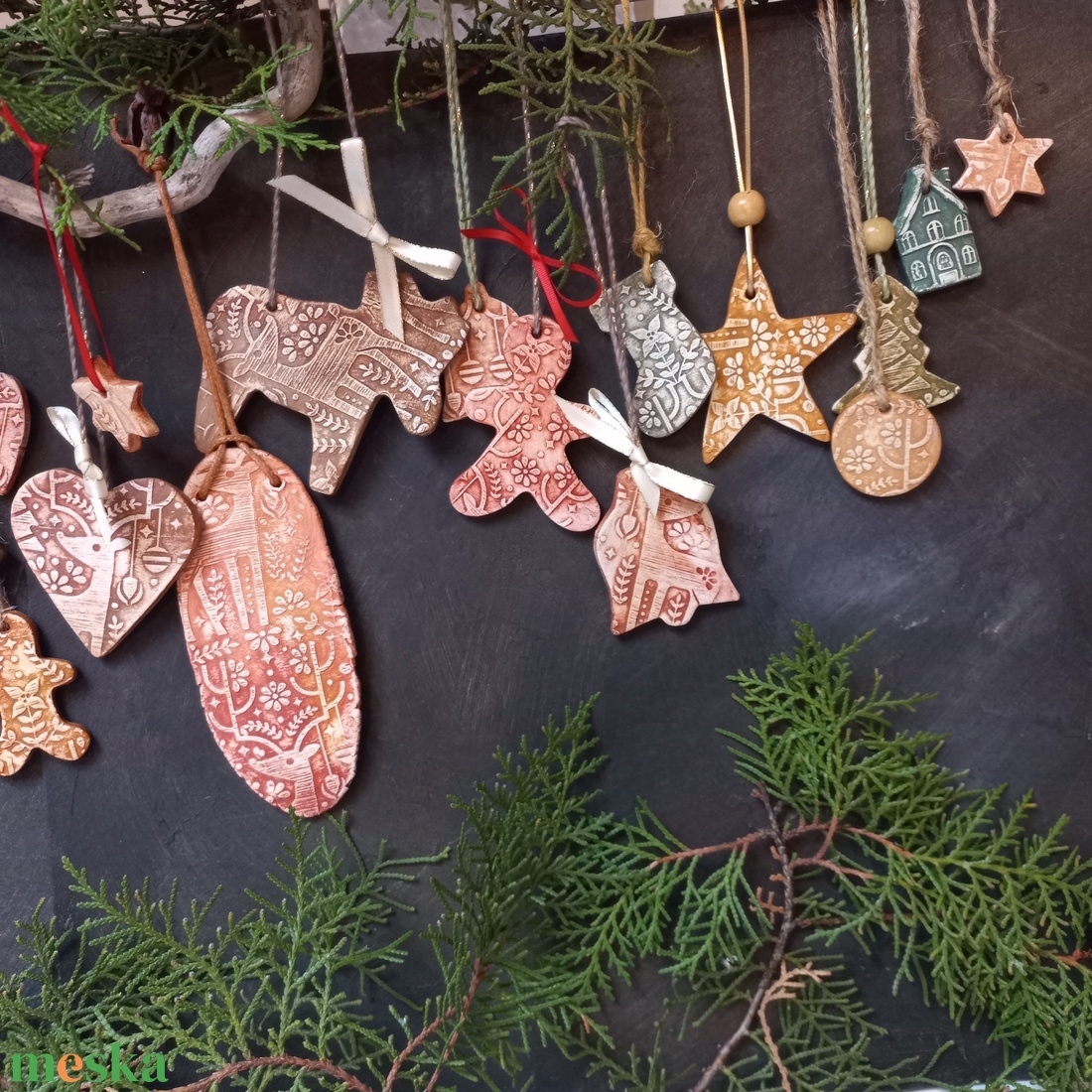 Tradicionális rusztikus karácsonyfadíszek 18 db/szett - karácsony - karácsonyi lakásdekoráció - karácsonyfadíszek - Meska.hu