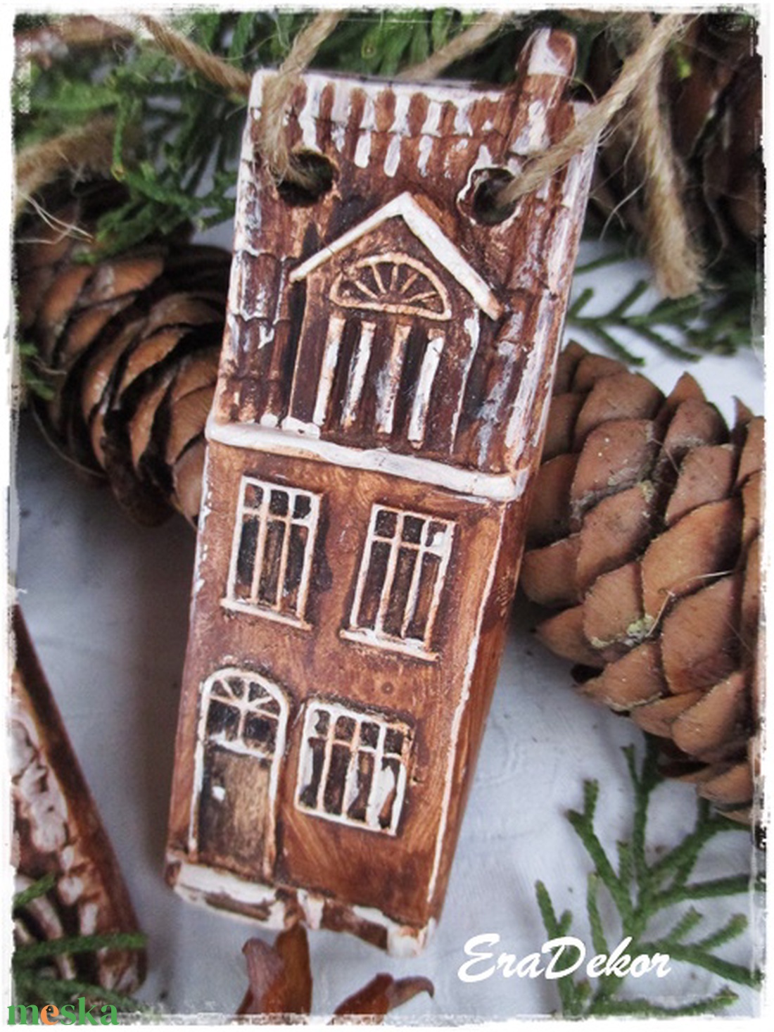 Vintage  karácsonyi házak 1db karácsonyfadísz - karácsony - karácsonyi lakásdekoráció - karácsonyfadíszek - Meska.hu