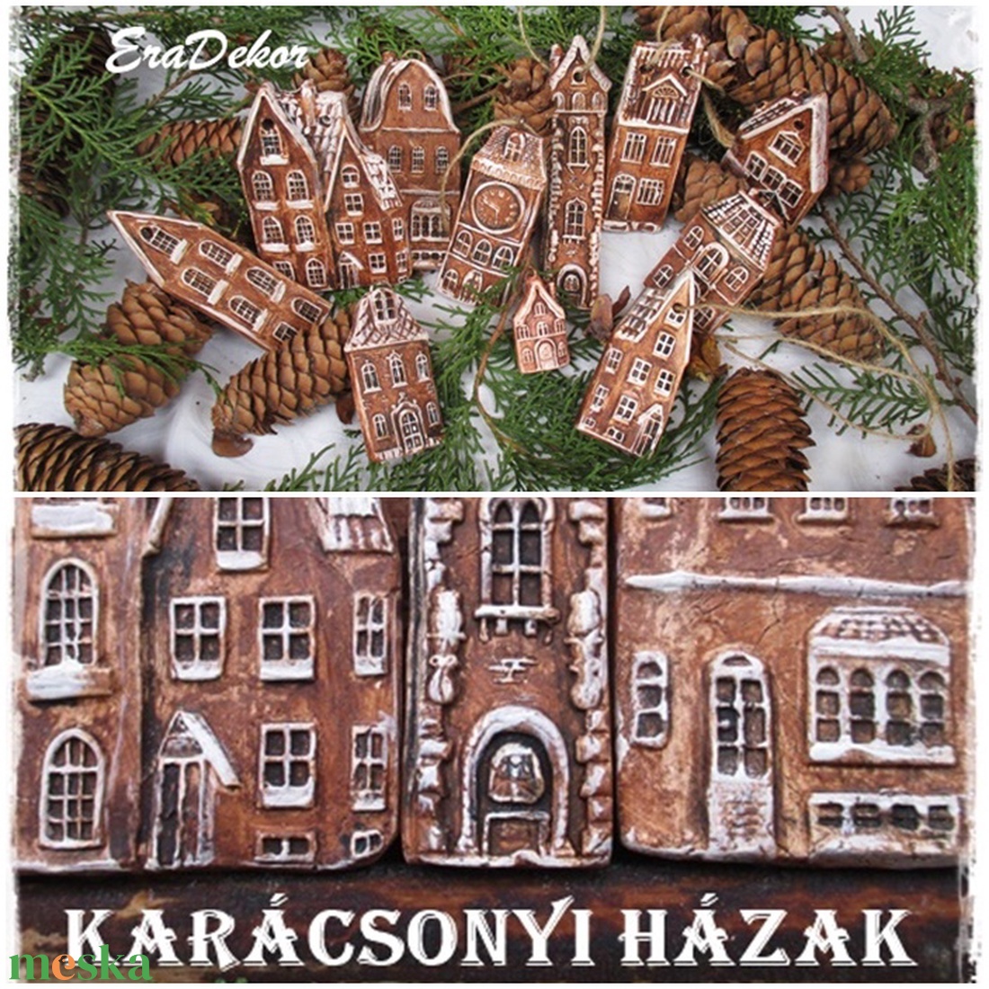 Vintage  karácsonyi házak 1db karácsonyfadísz - karácsony - karácsonyi lakásdekoráció - karácsonyfadíszek - Meska.hu