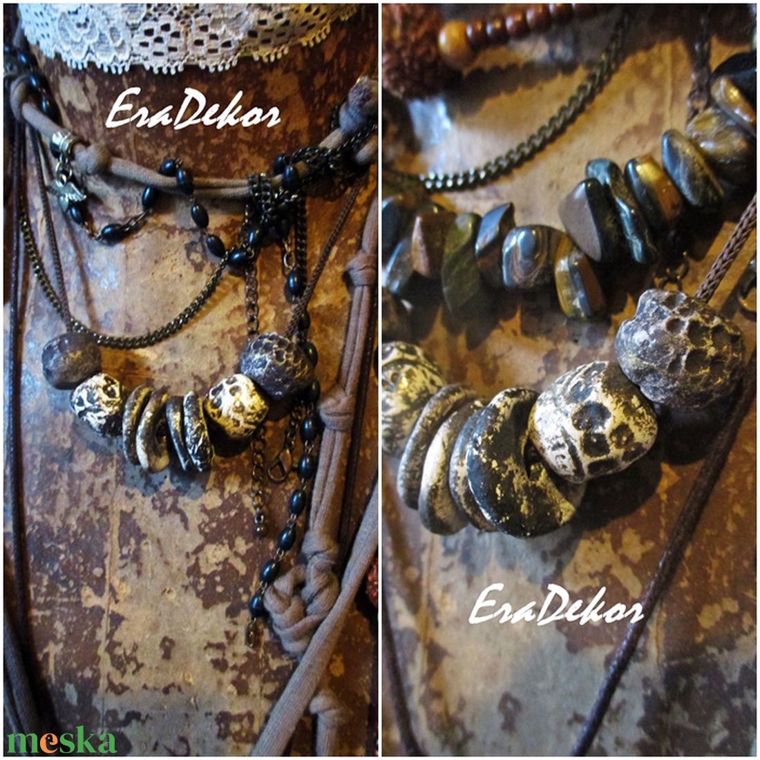 Rusztikus szürke és fekete árnyalatok  - ékszer - nyaklánc - hosszú nyaklánc - Meska.hu