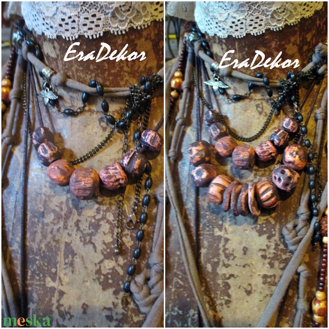 Rusztikus barna árnyalatok 2db - ékszer - nyaklánc - hosszú nyaklánc - Meska.hu