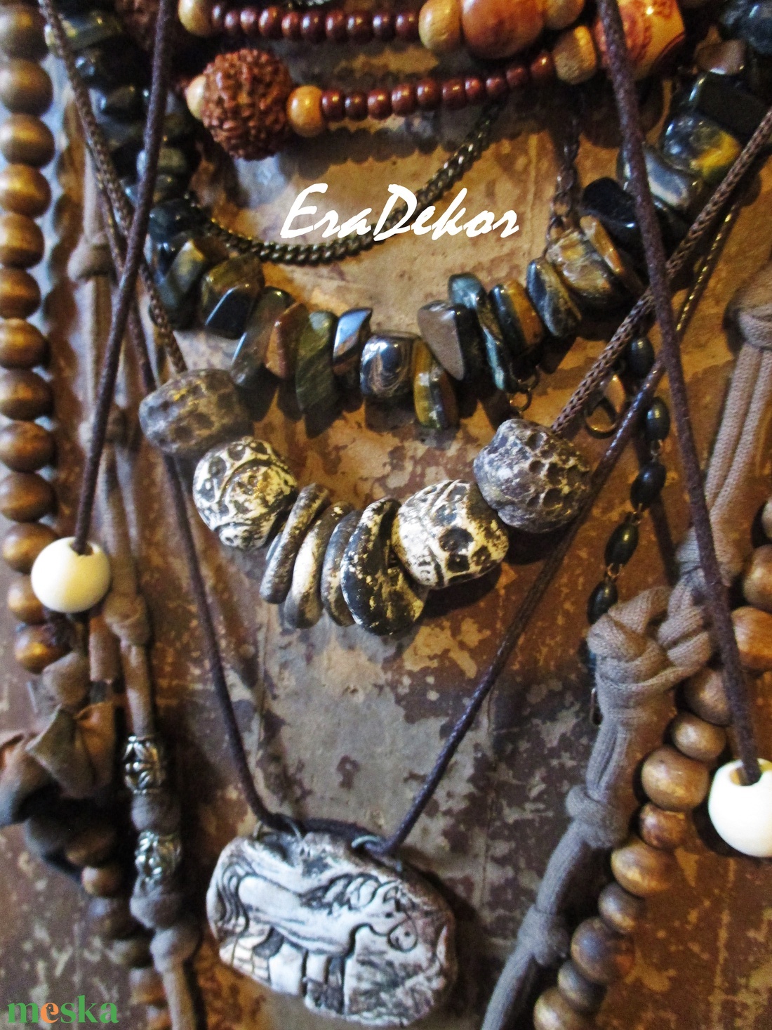 Rusztikus szürke és fekete árnyalatok  - ékszer - nyaklánc - hosszú nyaklánc - Meska.hu