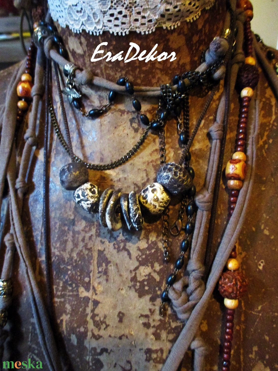 Rusztikus szürke és fekete árnyalatok  - ékszer - nyaklánc - hosszú nyaklánc - Meska.hu