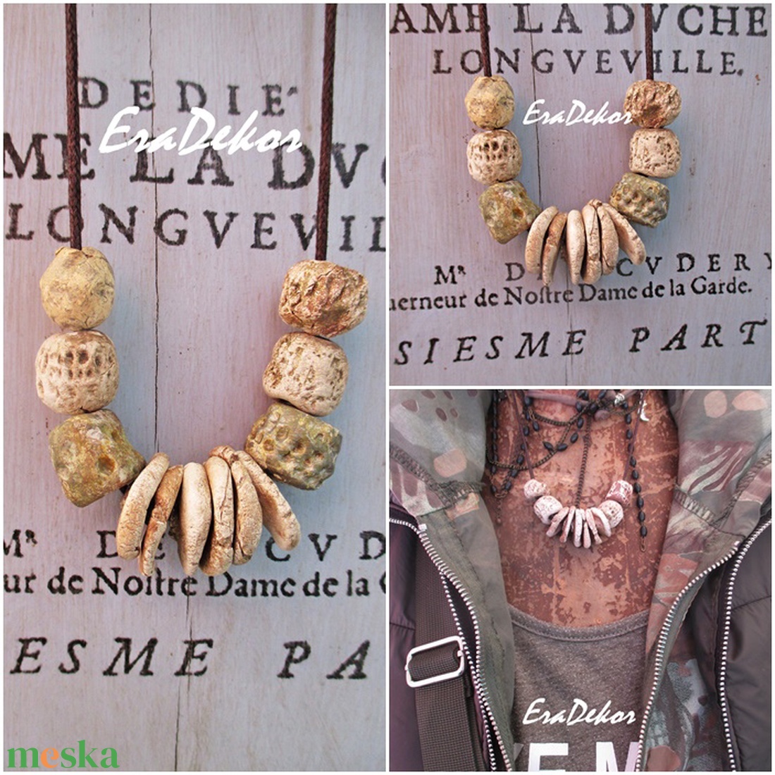 Rusztikus beige árnyalatok  - ékszer - nyaklánc - hosszú nyaklánc - Meska.hu