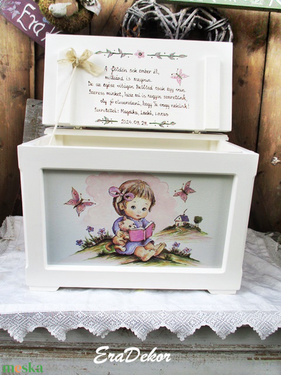 Cicás  játéktároló láda kislányok keresztelőjére - baba - mama - babaszobabútor - játéktároló - Meska.hu