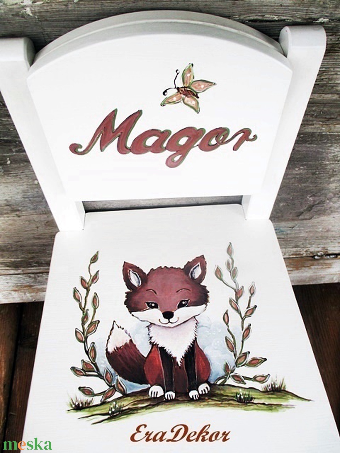 Festett rókás  szék  kisfiúknak 1db - baba - mama - babaszobabútor - gyerek szék, sámli - Meska.hu