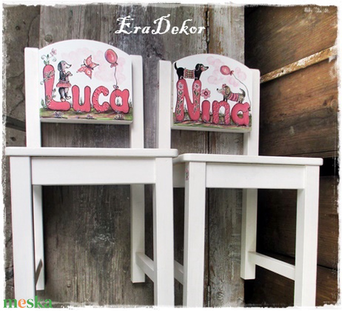 Festett kutyusos  szék  kislányoknak 1db - baba - mama - babaszobabútor - gyerek szék, sámli - Meska.hu