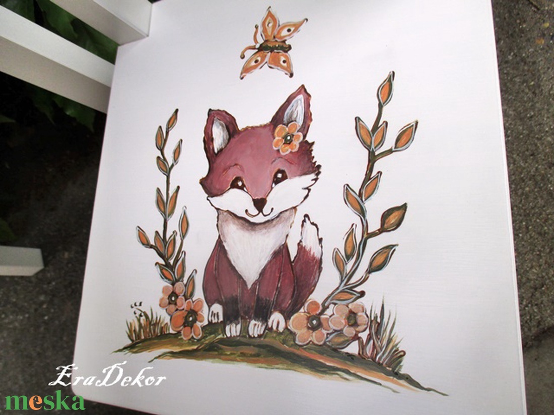 Festett rókakislányos  szék 1db - baba - mama - babaszobabútor - gyerek szék, sámli - Meska.hu