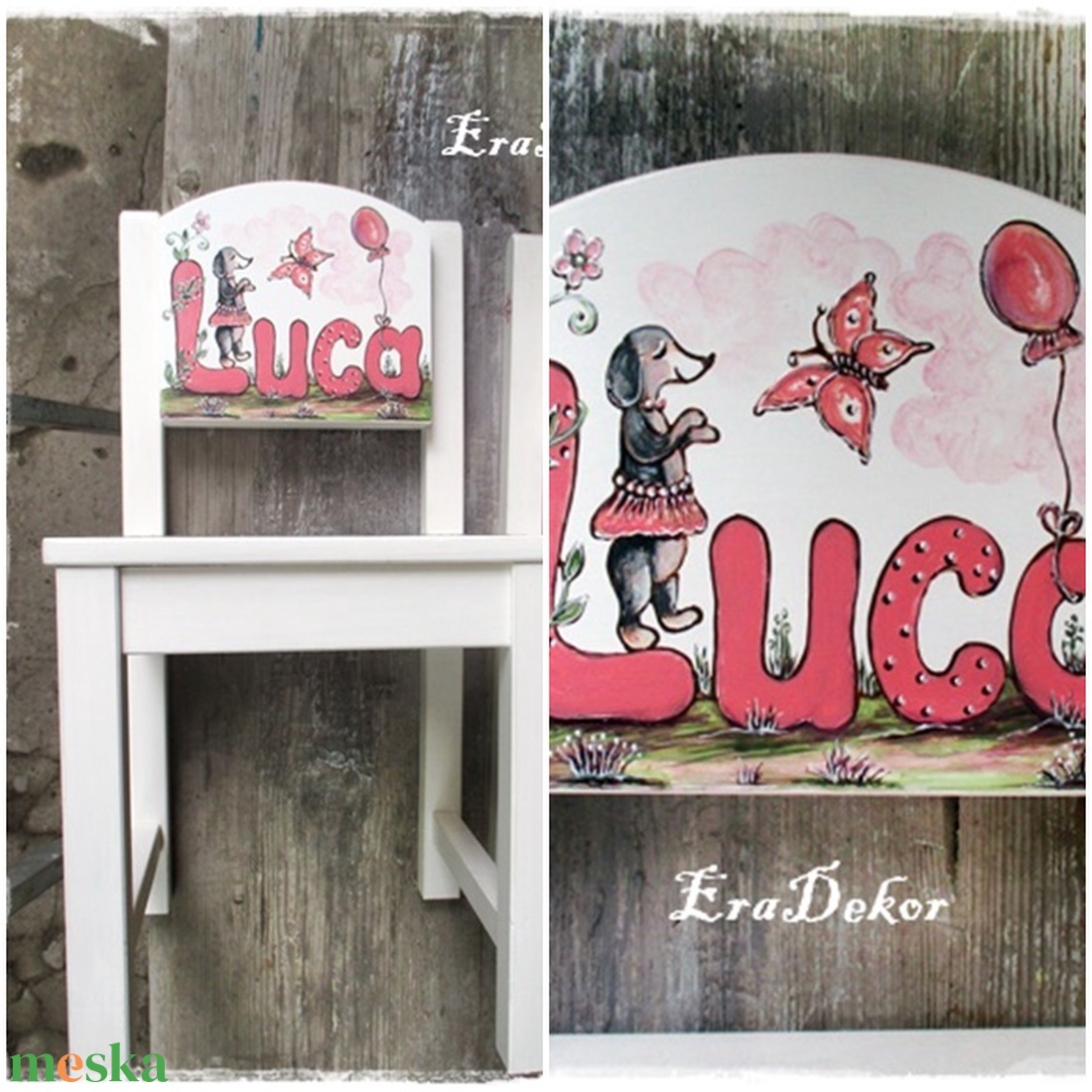 Festett kutyusos  szék  kislányoknak 1db - baba - mama - babaszobabútor - gyerek szék, sámli - Meska.hu