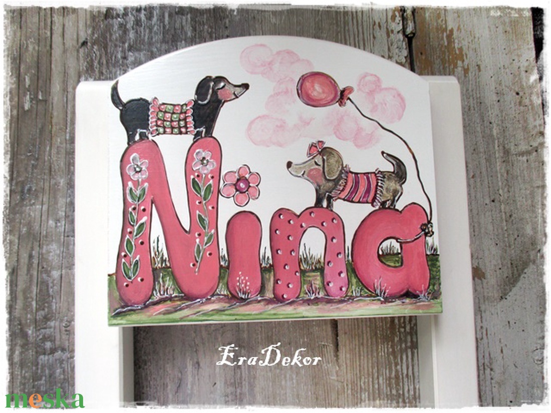 Két festett kutyus a székeden   1db - baba - mama - babaszobabútor - gyerek szék, sámli - Meska.hu