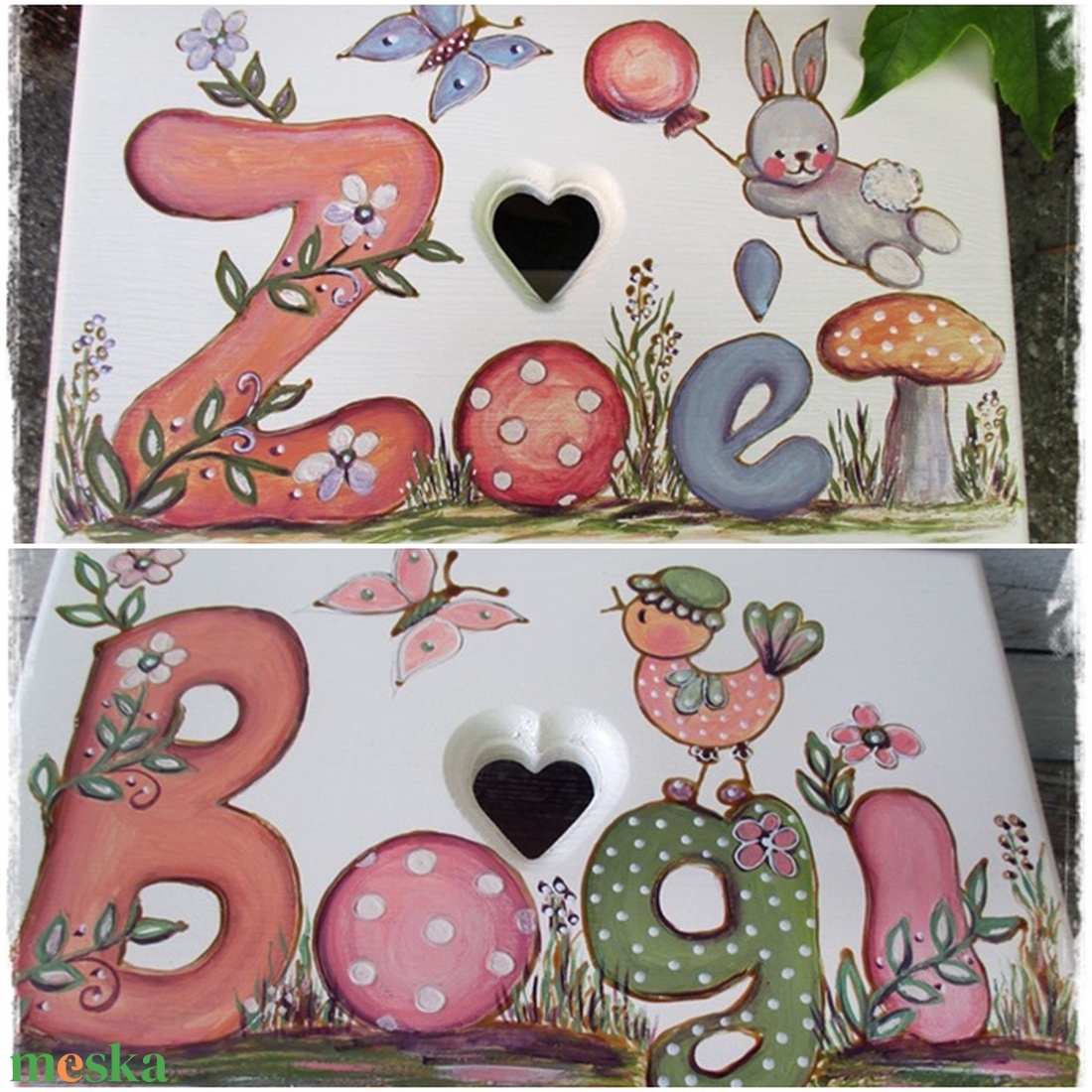 Nyuszis vagy madaras sámli a neveddel  - baba - mama - keresztelő kellékek - keresztelőajándékok - Meska.hu