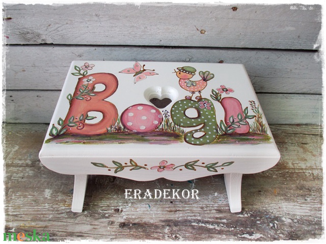 Nyuszis vagy madaras sámli a neveddel  - baba - mama - keresztelő kellékek - keresztelőajándékok - Meska.hu