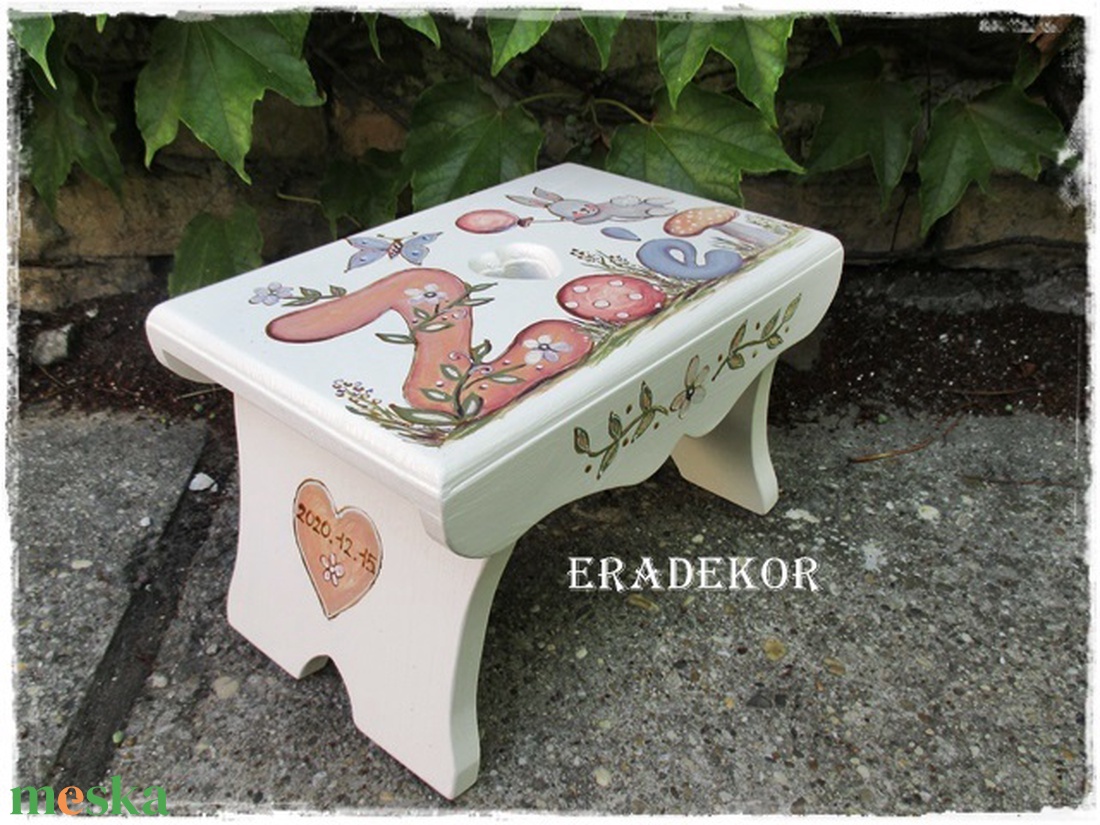 Nyuszis vagy madaras sámli a neveddel  - baba - mama - keresztelő kellékek - keresztelőajándékok - Meska.hu