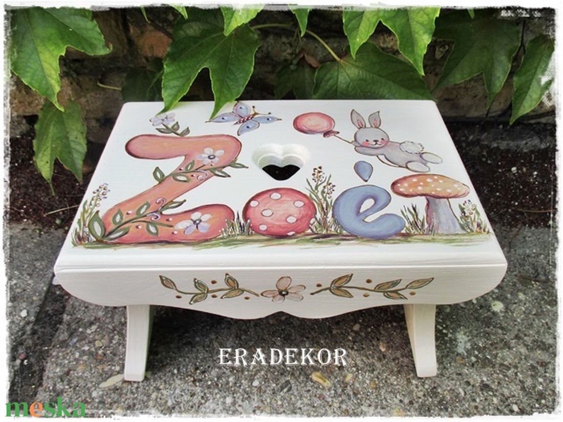 Nyuszis vagy madaras sámli a neveddel  - baba - mama - keresztelő kellékek - keresztelőajándékok - Meska.hu