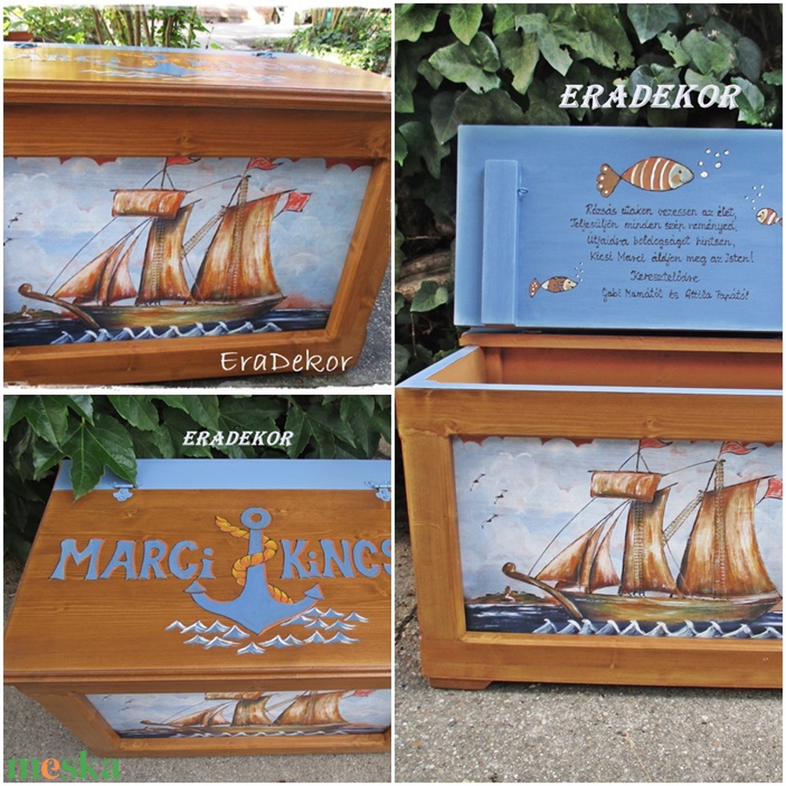 Hajós, játéktároló kincsesláda kisfiúknak - baba - mama - keresztelő kellékek - keresztelőajándékok - Meska.hu