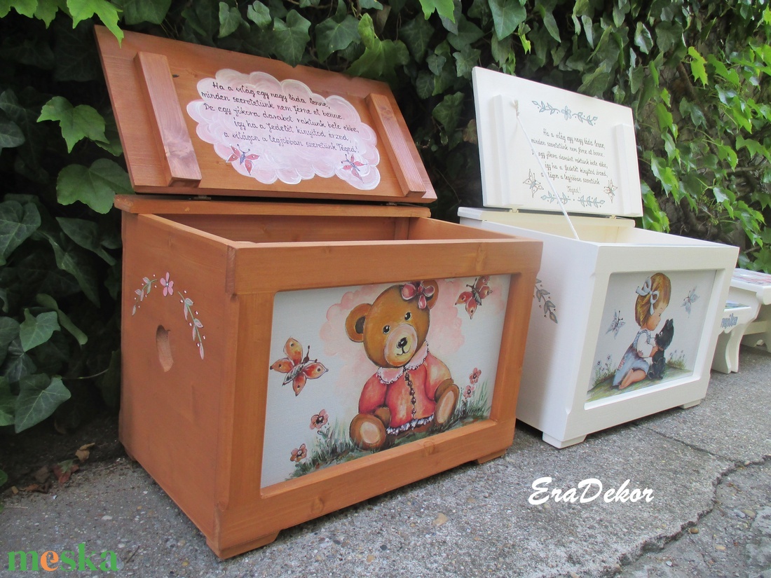 Mackós játéktároló kincsesláda kislányoknak - otthon & életmód - tárolás & rendszerezés - láda - Meska.hu