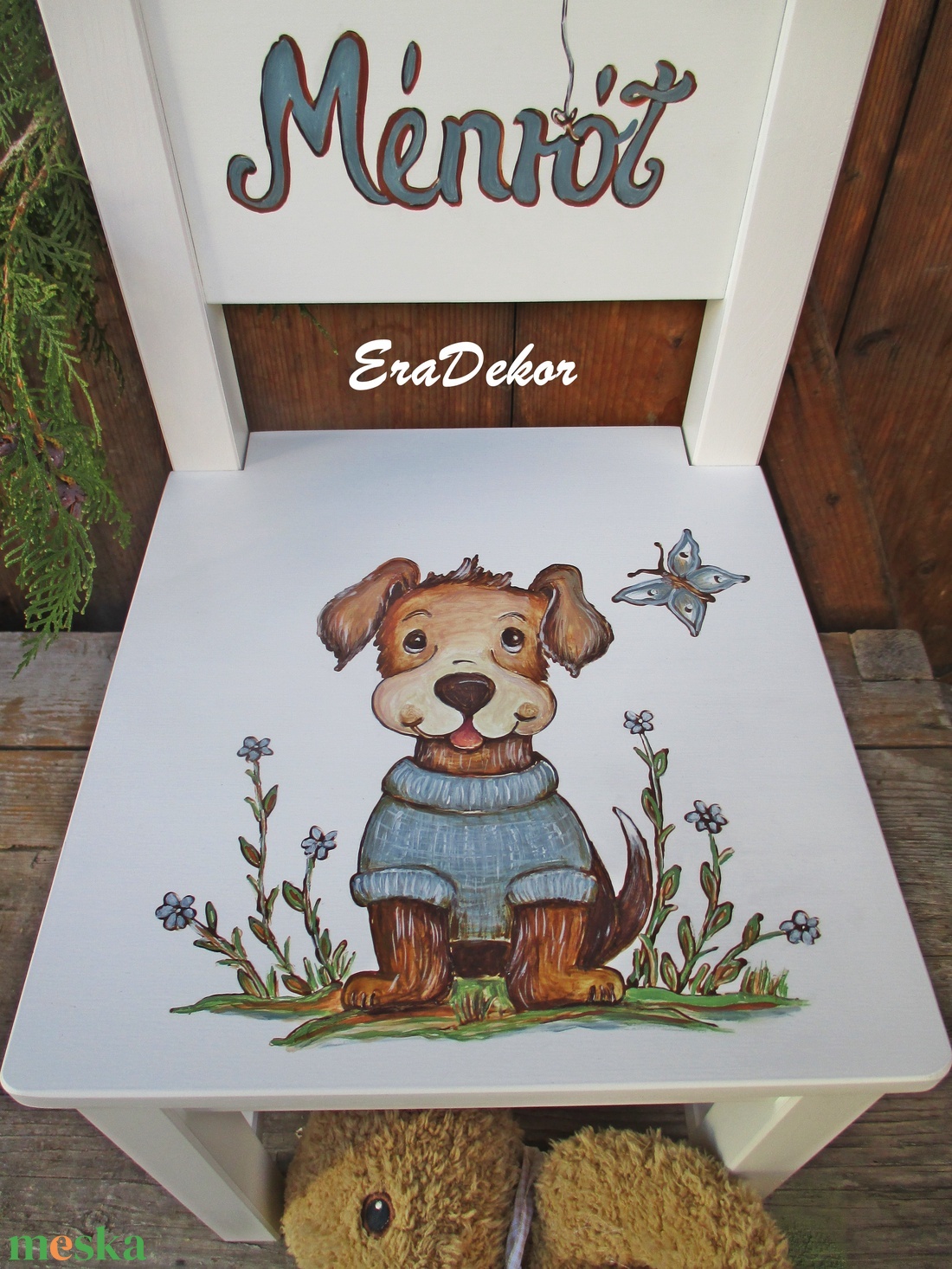 Festett kutyusos  szék  kisfiúknak 1db - játék & sport - plüssállat & játékfigura - kutya - Meska.hu