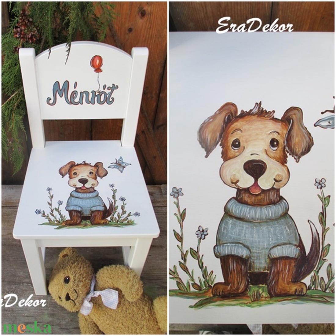 Festett kutyusos  szék  kisfiúknak 1db - játék & sport - plüssállat & játékfigura - kutya - Meska.hu