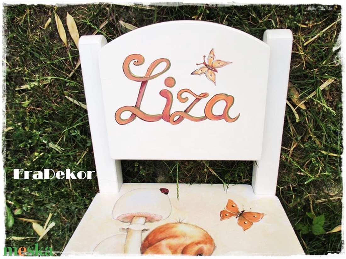 Kutyus és a gomba, festett  szék kislányoknak 1db - otthon & életmód - bútor - szék & fotel - Meska.hu