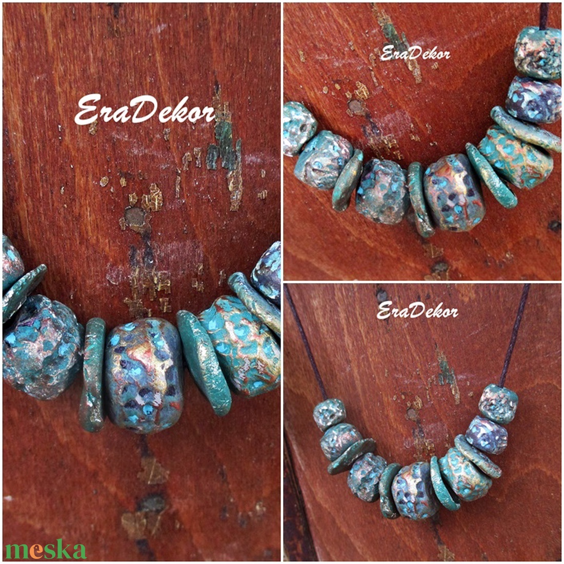 Rusztikus bohém fantázia türkiz - ékszer - nyaklánc - medálos nyaklánc - Meska.hu