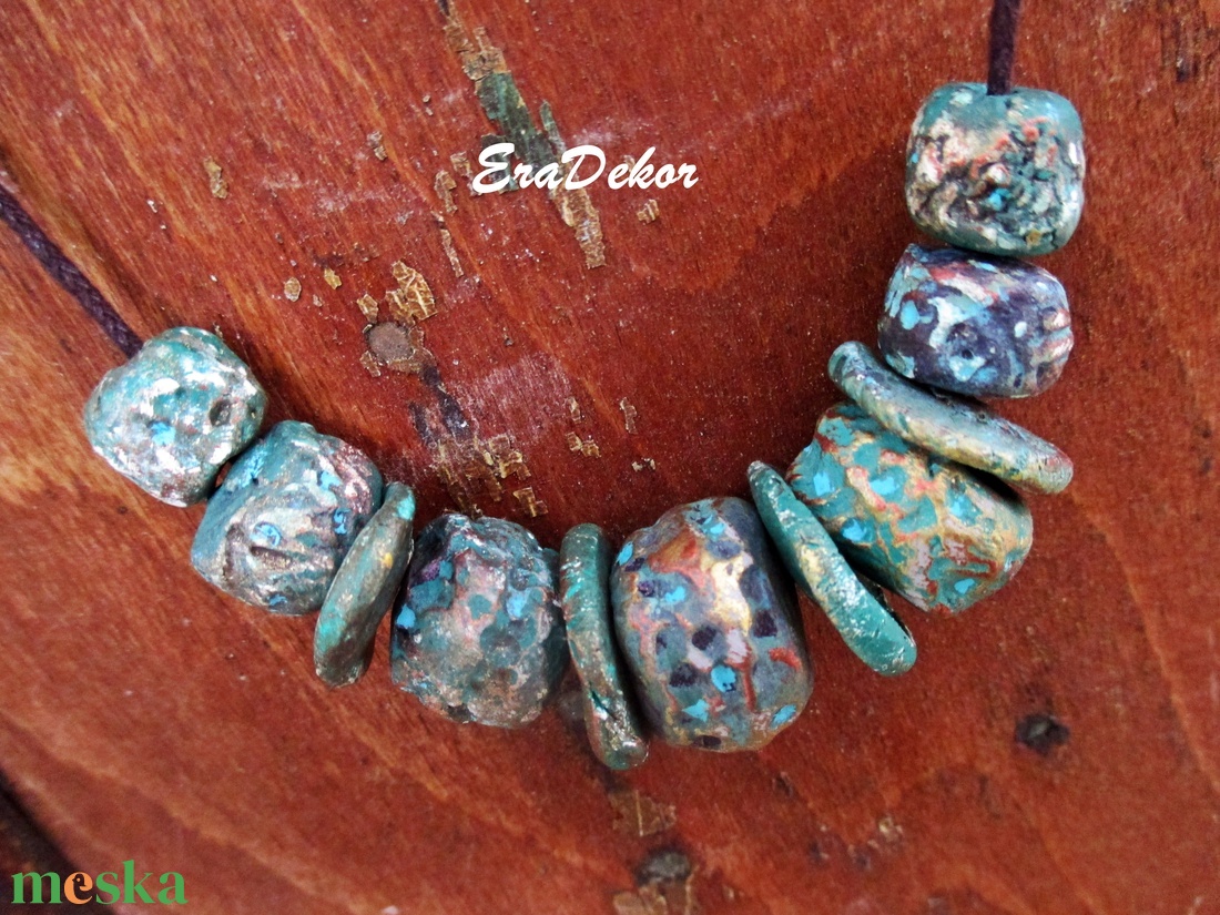 Rusztikus bohém fantázia türkiz - ékszer - nyaklánc - medálos nyaklánc - Meska.hu