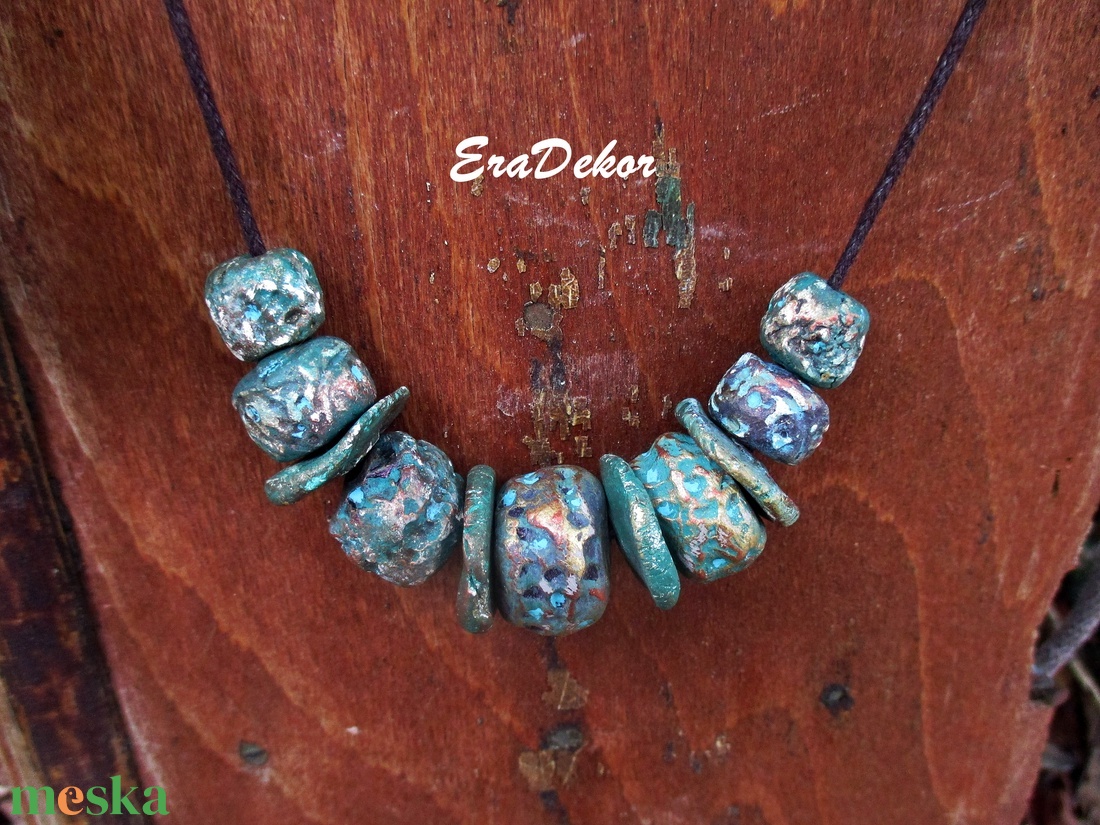 Rusztikus bohém fantázia türkiz - ékszer - nyaklánc - medálos nyaklánc - Meska.hu