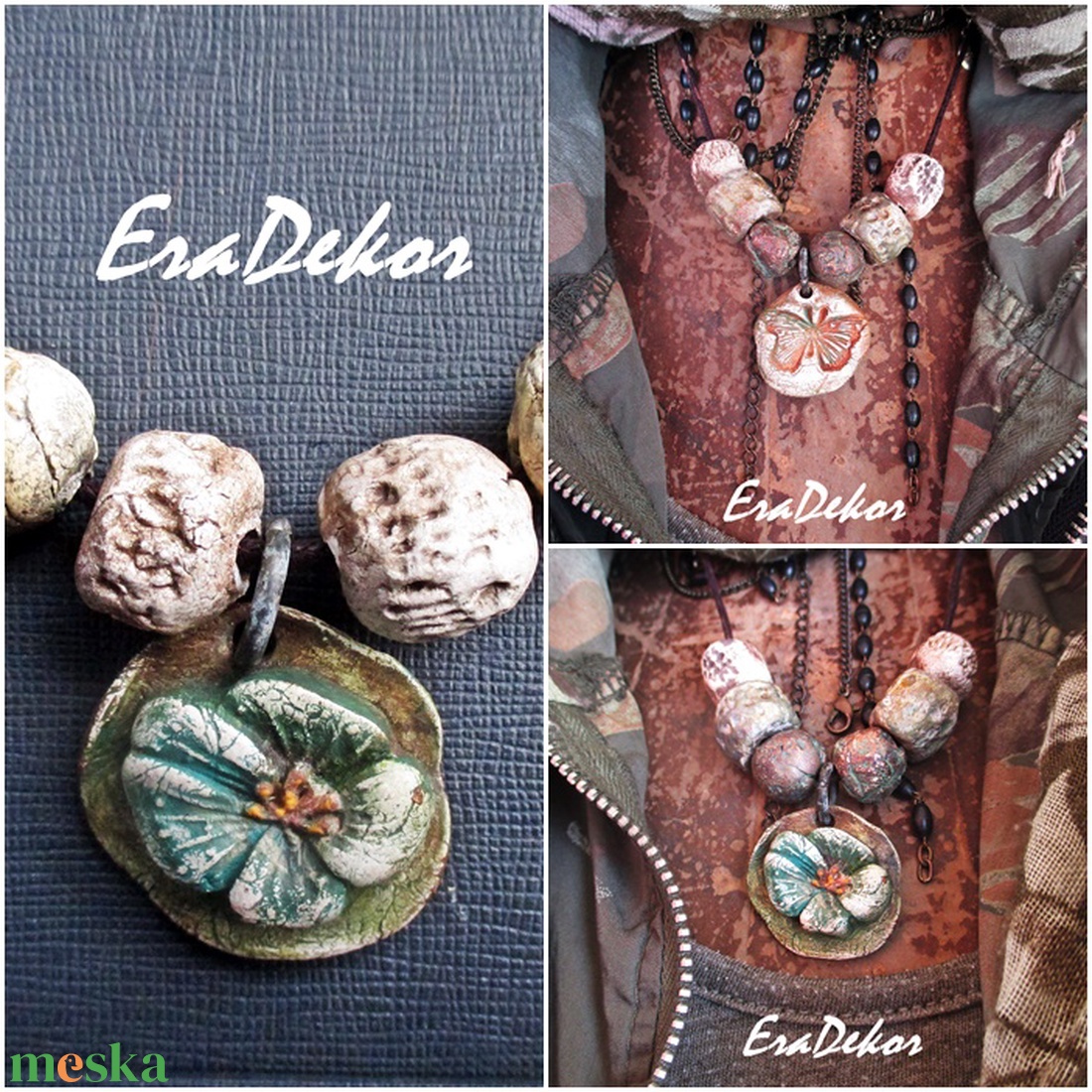 Virágom nyaklánc és lepke - ékszer - nyaklánc - medálos nyaklánc - Meska.hu