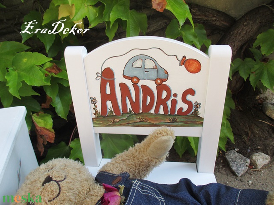 Festett  szék  kisfiúknak  keresztelőre 1db - játék & sport - plüssállat & játékfigura - kutya - Meska.hu