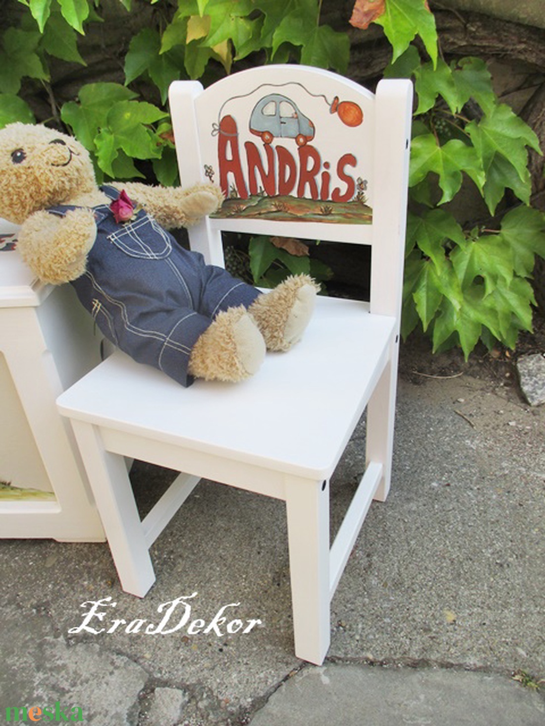 Festett  szék  kisfiúknak  keresztelőre 1db - játék & sport - plüssállat & játékfigura - kutya - Meska.hu