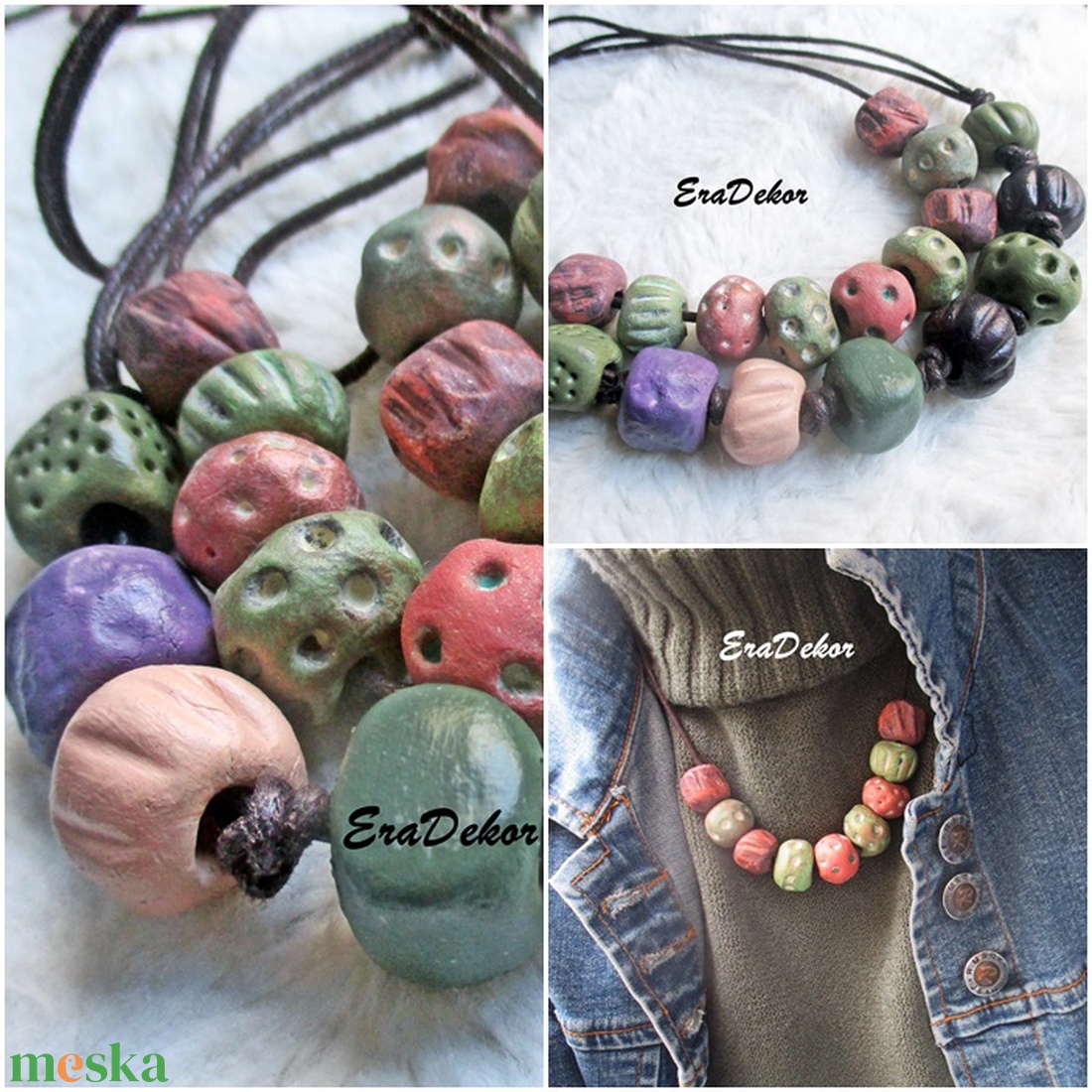 2 db Rusztikus és pöttyös nyaklánc - ékszer - nyaklánc - medálos nyaklánc - Meska.hu