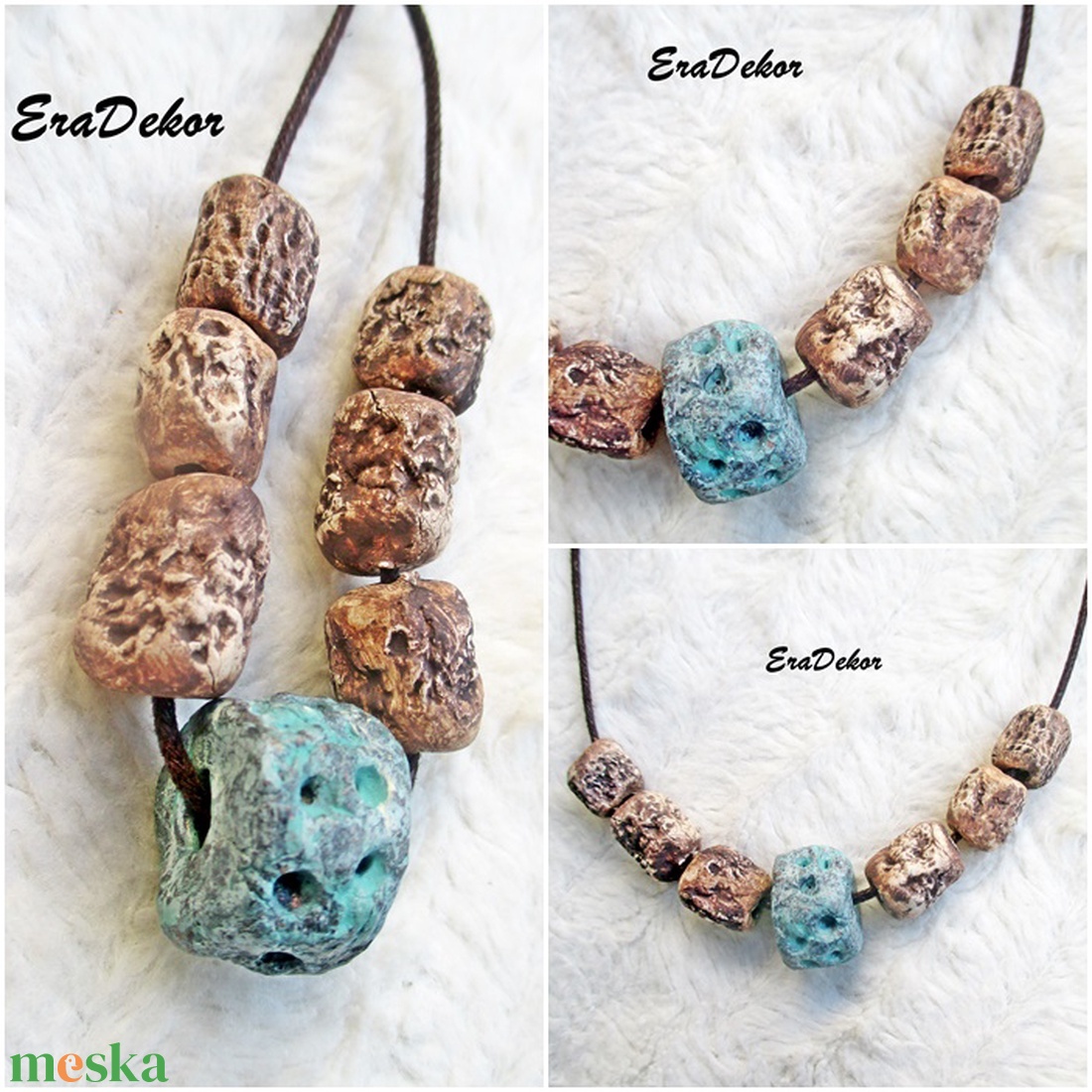 Rusztikus, egy kis türkizzel - ékszer - nyaklánc - medálos nyaklánc - Meska.hu