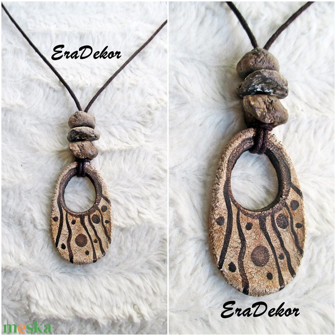 Rusztikus, kő hatású nyaklánc - ékszer - nyaklánc - medálos nyaklánc - Meska.hu