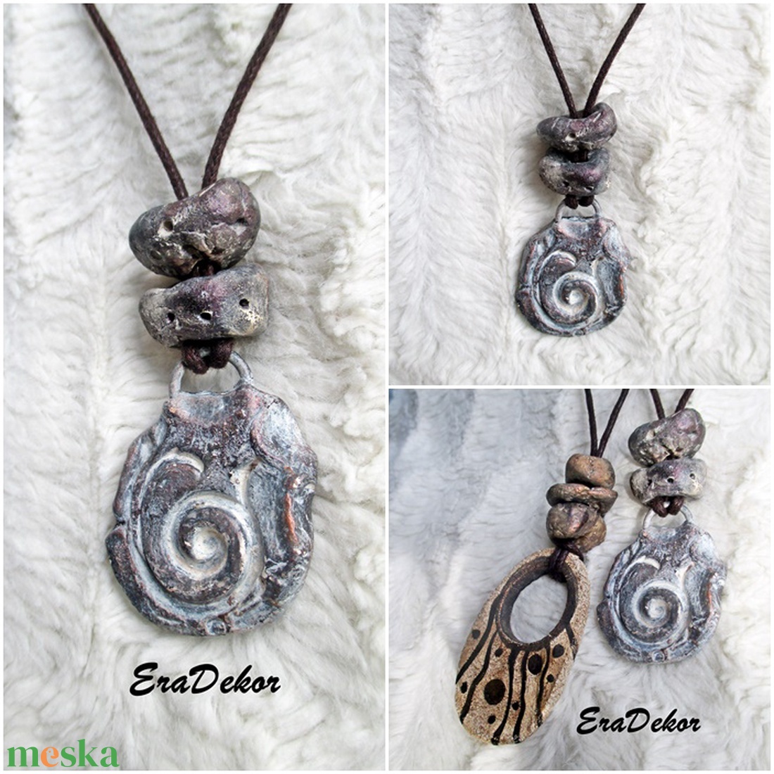 Szürkés ezüst nyaklánc - ékszer - nyaklánc - medálos nyaklánc - Meska.hu