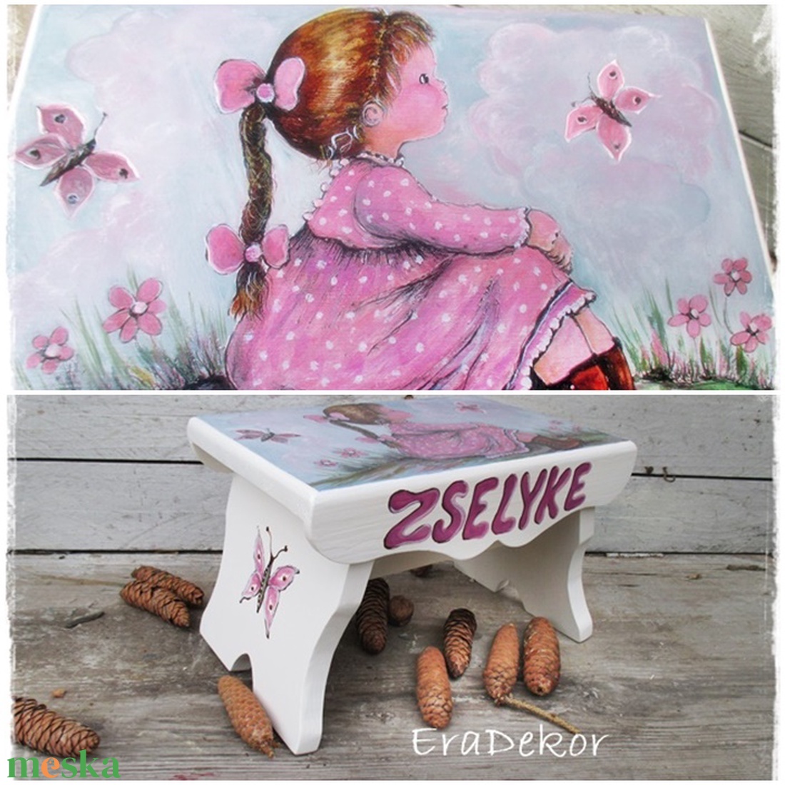 A rózsaszín ruhás kislány lepkéje - otthon & életmód - bútor - szék & fotel - Meska.hu