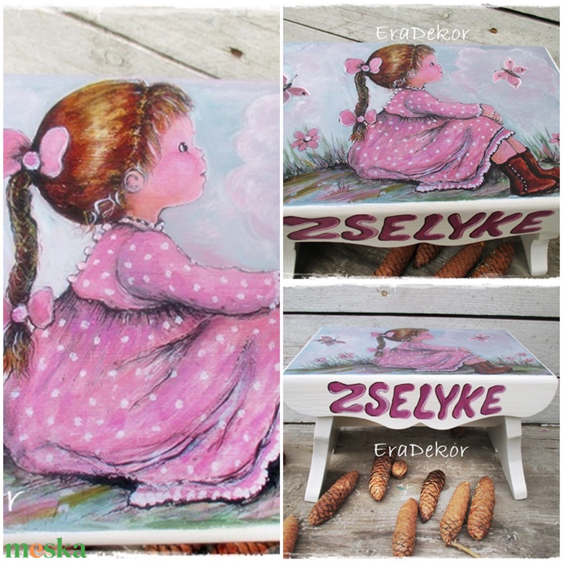 A rózsaszín ruhás kislány lepkéje - otthon & életmód - bútor - szék & fotel - Meska.hu